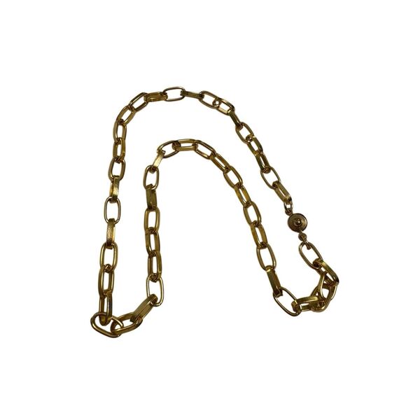 Gold Tone Chain Necklace, 16”, Paperclip Chain, NEW, Handmade - Picture 2 of 4